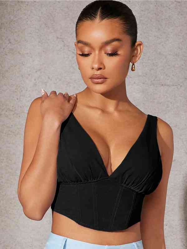 トップス CARLA Biraku bustier tops ELLACCI Faux Leather Bustier Crop Top Gothic Push Up Women's