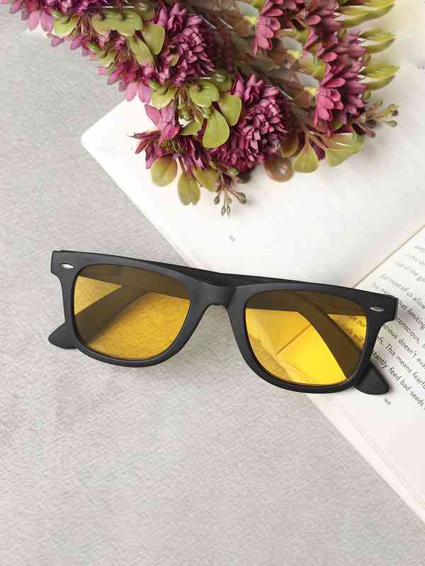 Visions India Unisex Round Sunglasses – Yellow Frame & Lens, 60mm Width, Non-Polarized (Medium)