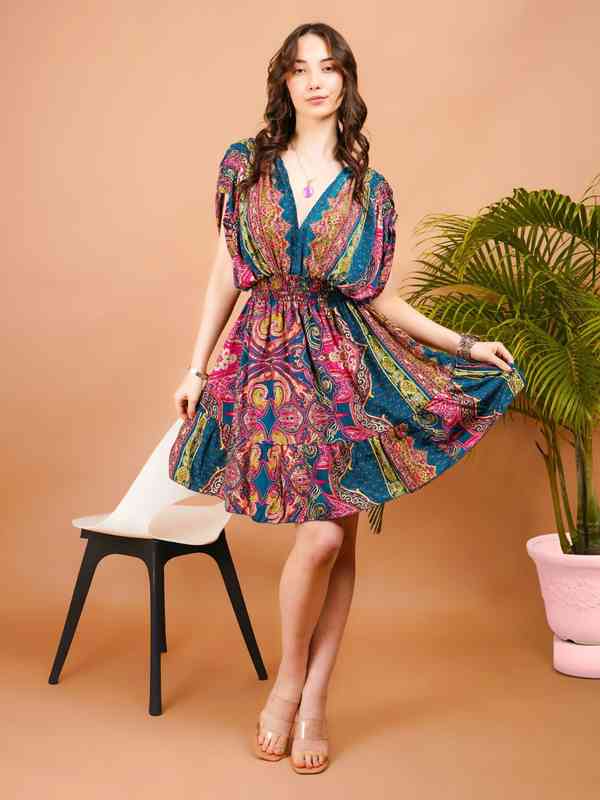 casual dresses for women short Kim Draped Midi Sheath Dress Leopard MULTI / L