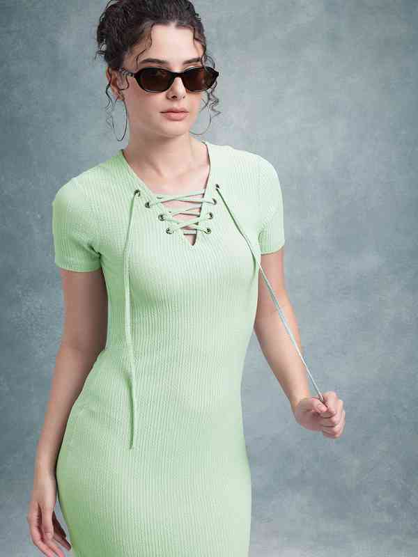 Lace Up Bodycon Dress - Buy Lace Up Bodycon Dress online in India