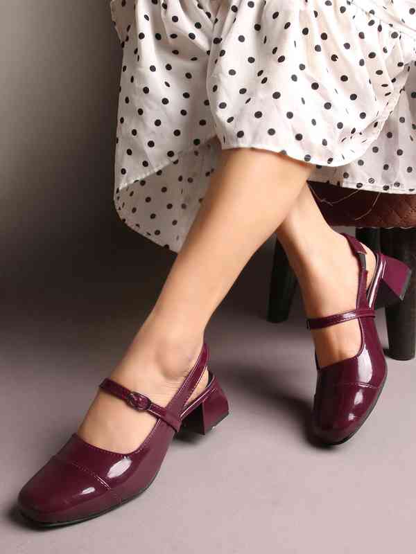 Slingback Mary Jane Burgundy Low Heel Wedding Shoes Gracy Mary