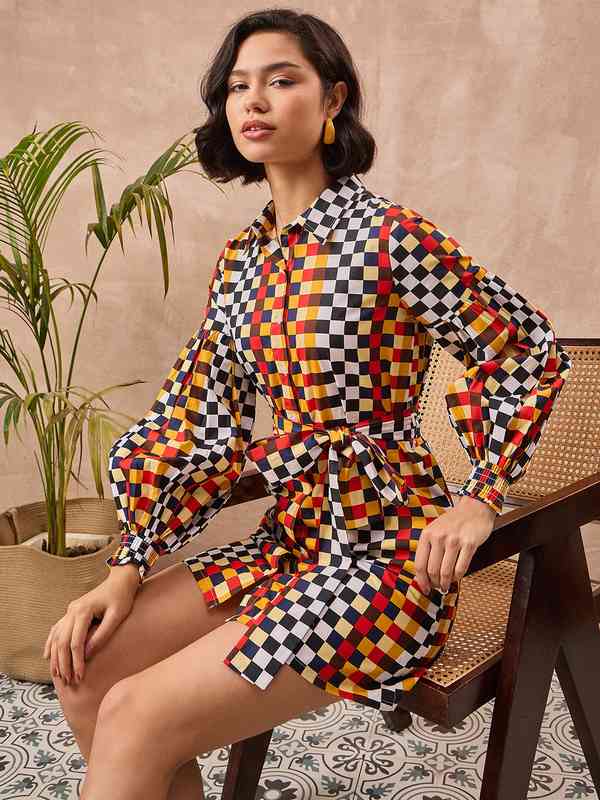 IMVAL Check Layered Dress ワンピース Qooza 0603131652_683e77346d558.JPG