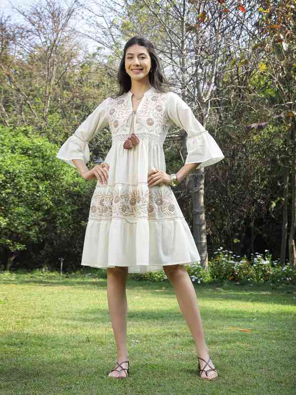 White Embroidered Dress - Buy White Embroidered Dress online in India
