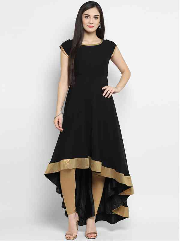 black colour anarkali dress Aditi's Black Colour Embroidered Anarkali Suit Set main image 0