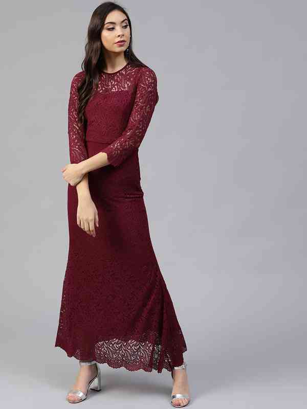 midi lace dresses with sleeves Elegant Lace Midi Dress - White main image 0