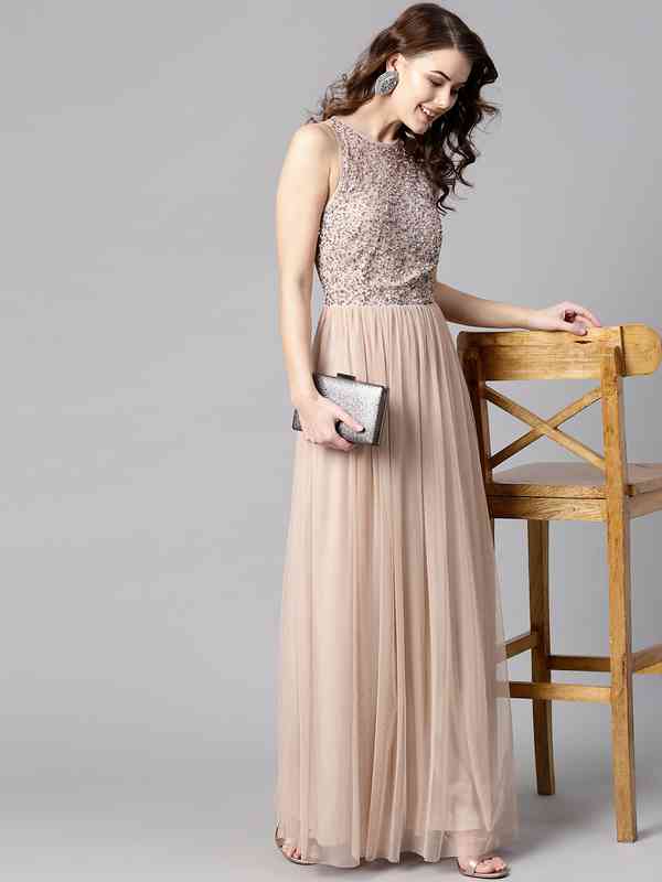 maxi dress from saree Silk Saree Maxi Dress with Flutter Sleeves – Vz Collection