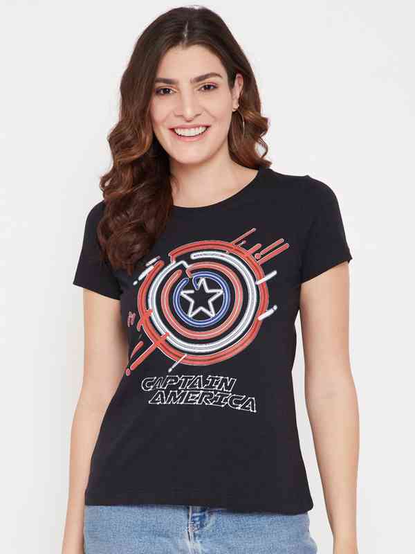 Her Universe Marvel Captain Marvel Scoop Neck Girls Athletic T-Shirt Plus Size | Hot Topic