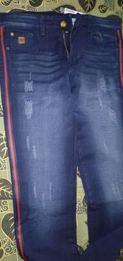 jeans with red and blue stripe