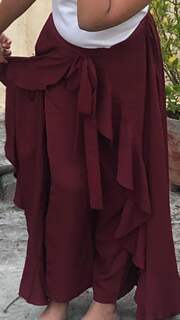 Buy Berrylush Maroon Ruffled Flared Maxi Skirt With Attached Trousers -  Skirts for Women 5125423