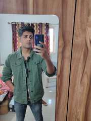Olive Green Solid Denim Jacket 
