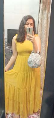 Buy SASSAFRAS Mustard Yellow Tiered Maxi Dress Dresses for Women