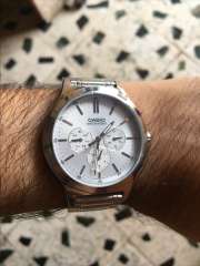 Buy Casio Enticer Men Silver Analogue Watch A1174 MTP V300D 7AUDF