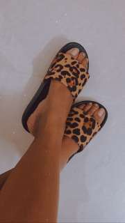 Buy Street Style Store Women Beige Black Leopard Print Sliders