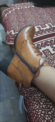 Buy Delize Women Tan Brown Solid Heeled Mid Top Leather Boots