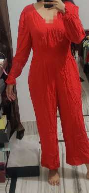 Buy Marks Spencer Women Red Solid Basic Jumpsuit Jumpsuit for