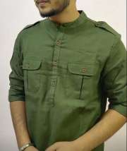 Olive green pathani sale suit