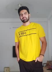 Buy HRX By Hrithik Roshan Men Yellow Printed Cotton Pure Cotton T Shirt -  Tshirts for Men 1700944