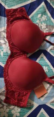 Bare The Push-Up Without Padding Bra 32DD, Maroon Banner