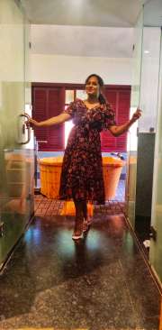 black and rust dress