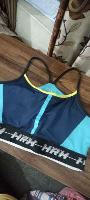 HRX By Hrithik Roshan Running Women Blue Colourblock Sports Bra