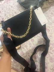 Mango black solid handheld bag with top detachable sling strap