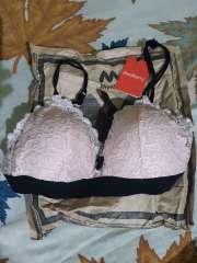 Buy DressBerry Pink & Black Lace Non Wired Lightly Padded Bralette