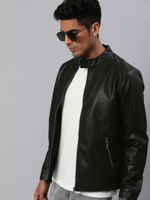 Buy WROGN WROGN Men Black Solid Biker Jacket at Redfynd