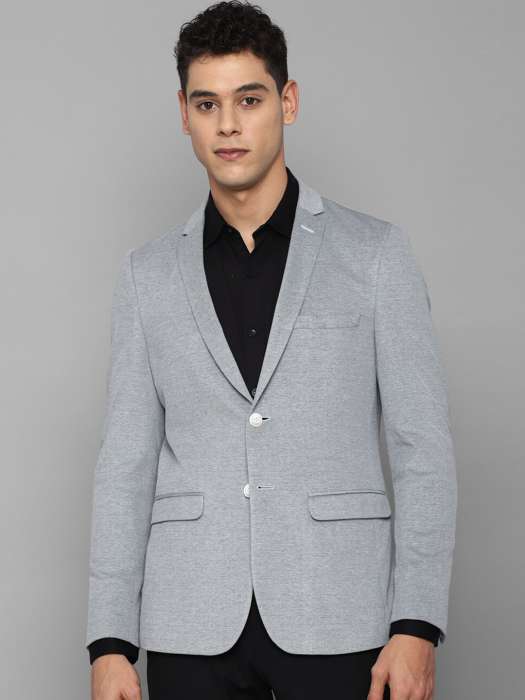 Louis Philippe Sport Grey Self Design Blazer