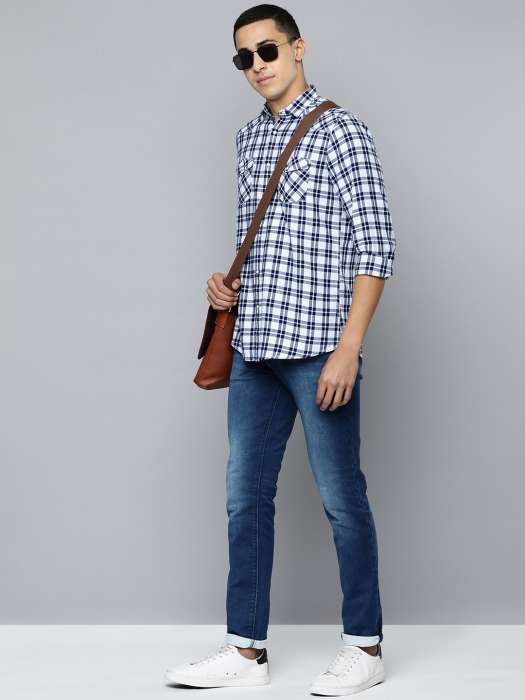 Buy Lawman pg3 Lawman pg3 Men White Slim Fit Checked Casual Shirt