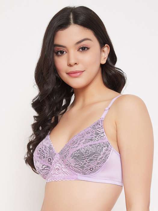 Buy Clovia Purple Lace Lightly Padded Non-Wired Everyday Bra BR2110P12