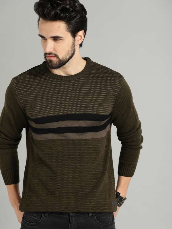 Olive green hot sale sweater mens