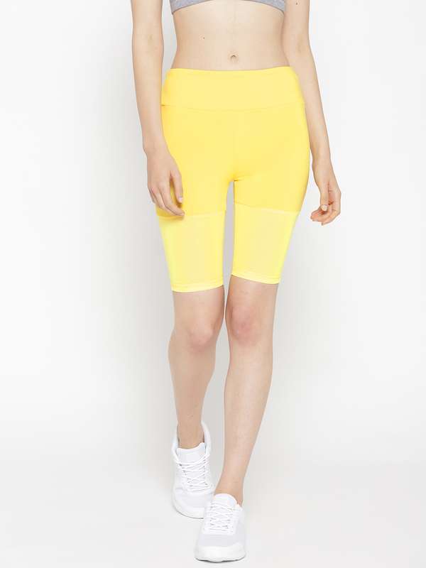 womens yellow cycling shorts