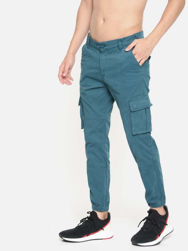 Mens Turquoise Blue Cotton Slim Fit Casual Chinos Trousers Stretch   Urbano Fashion