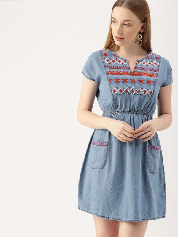 myntra denim dress