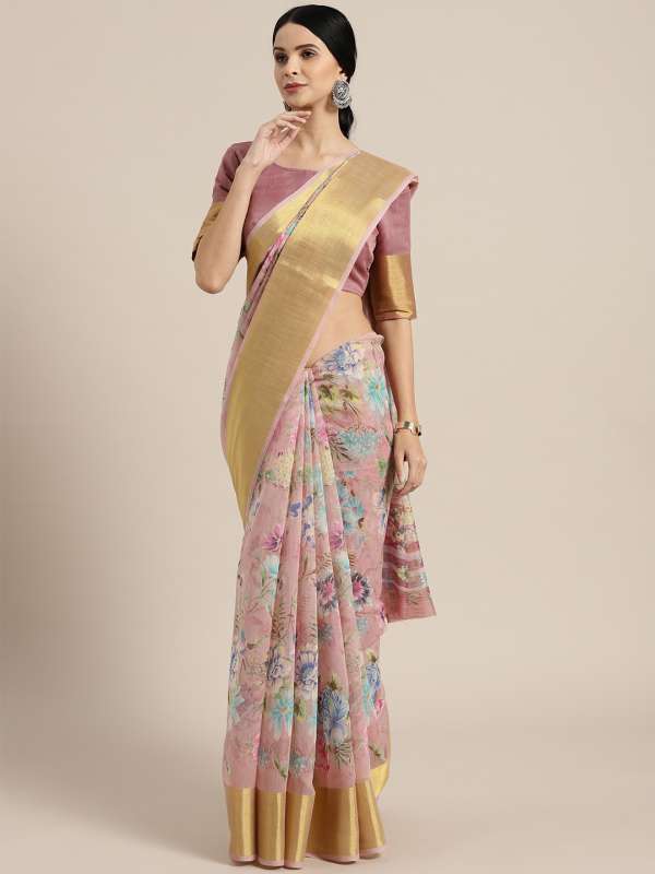 Linen sarees top myntra