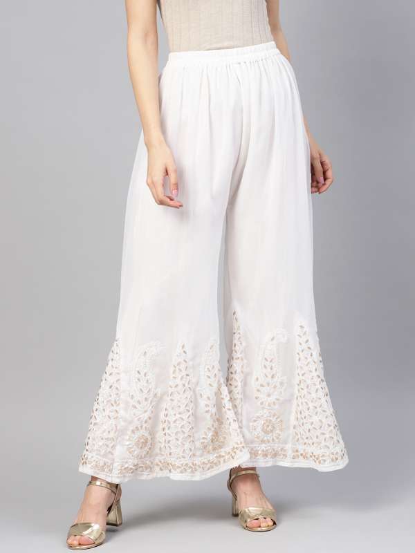 designer comfortable White Palazzo pants for woman cotton