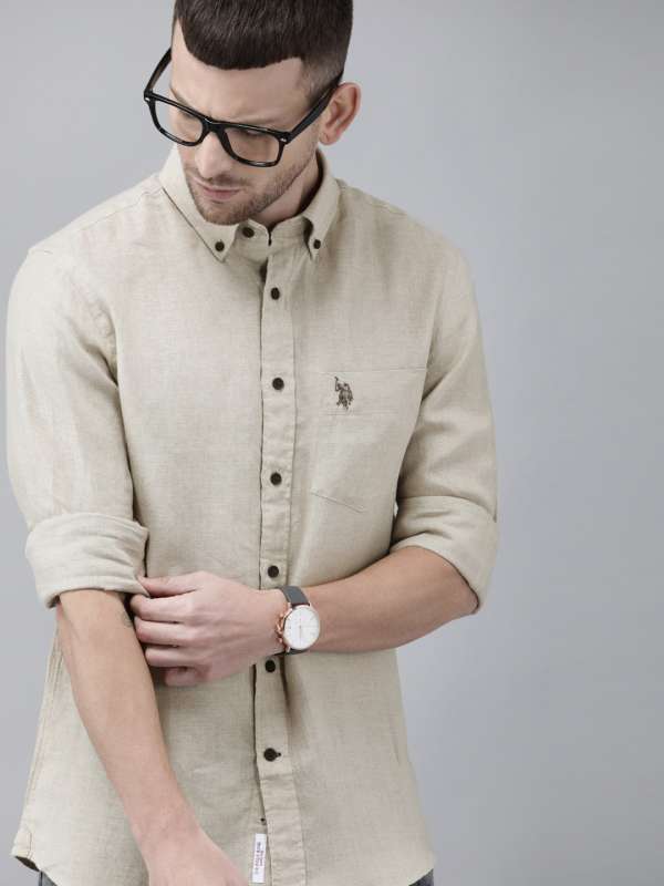 Uspa white linen shirt discount
