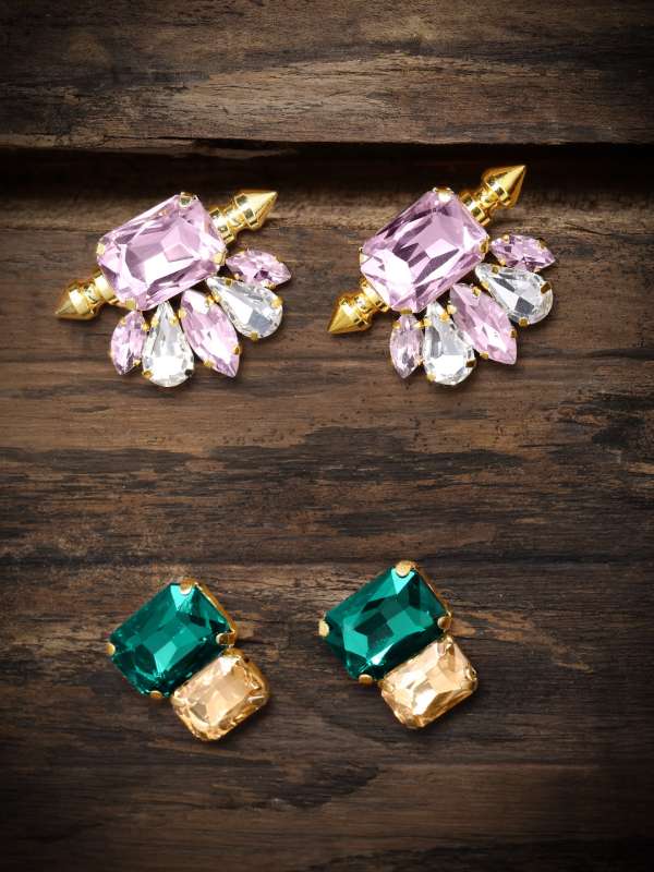 Stone Earrings In India - Stone Pendant Earrings