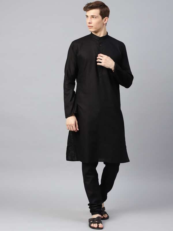 Men Black Churidar Kurtas Buy Men Black Churidar Kurtas online in India