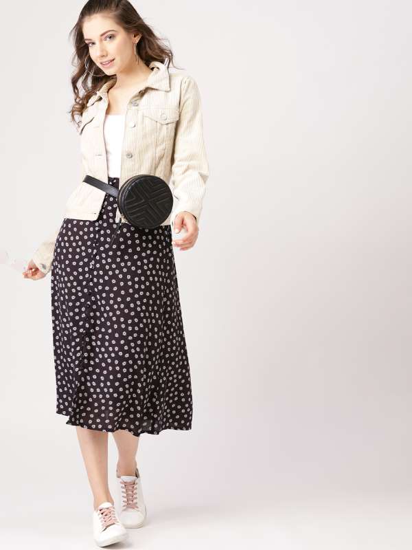 Buy Maxi Black Cotton Mesh Skirt / Long Black Polka Dots Skirt / Casual  Black Skirt Online in India 
