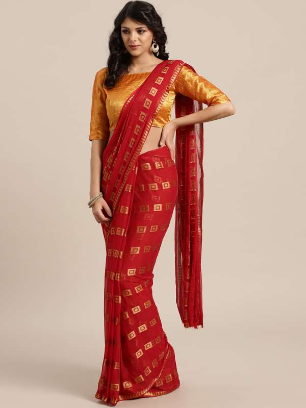 Red Saree Buy Red Color Fashion Sarees Online Myntra Pattern lace red saree red saree with designer blouse. red saree buy red color fashion