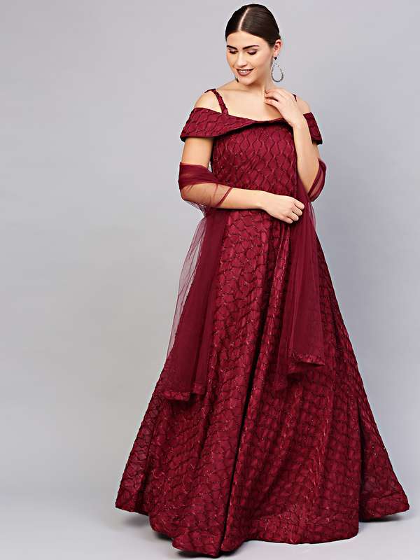 Satin party gown online clearance