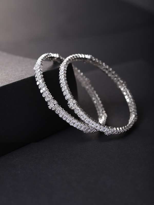 silver bangles with stones