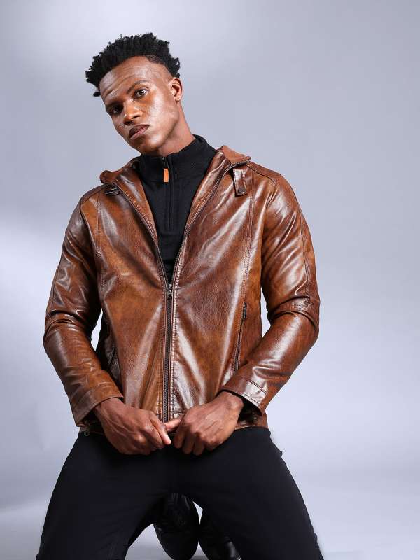 Pu biker jacket mens hot sale