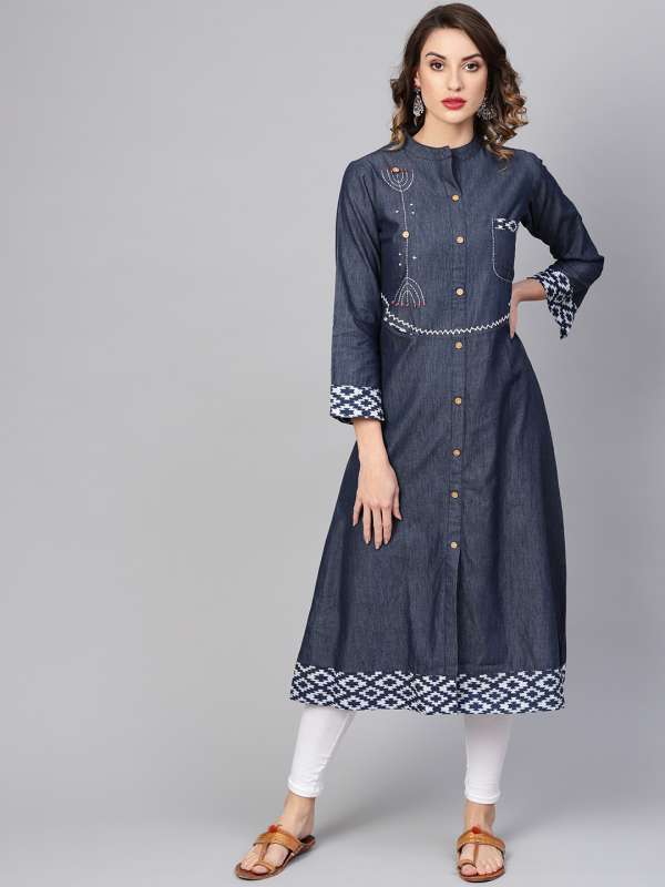 denim kurtis on myntra