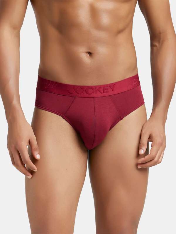Buy Jockey IC31 Men's Blue Coral Solid Cotton Briefs Online at