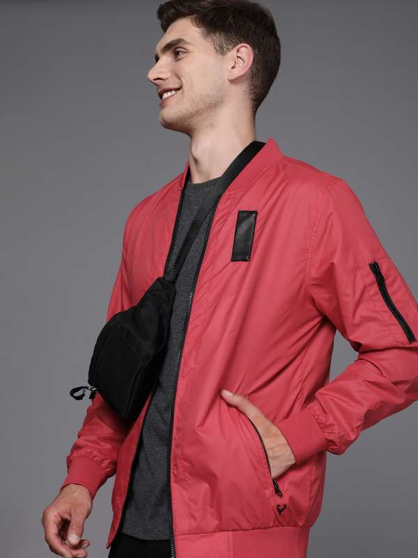 Buy Allen Solly Men Red Solid Bomber jacket Online at Low Prices