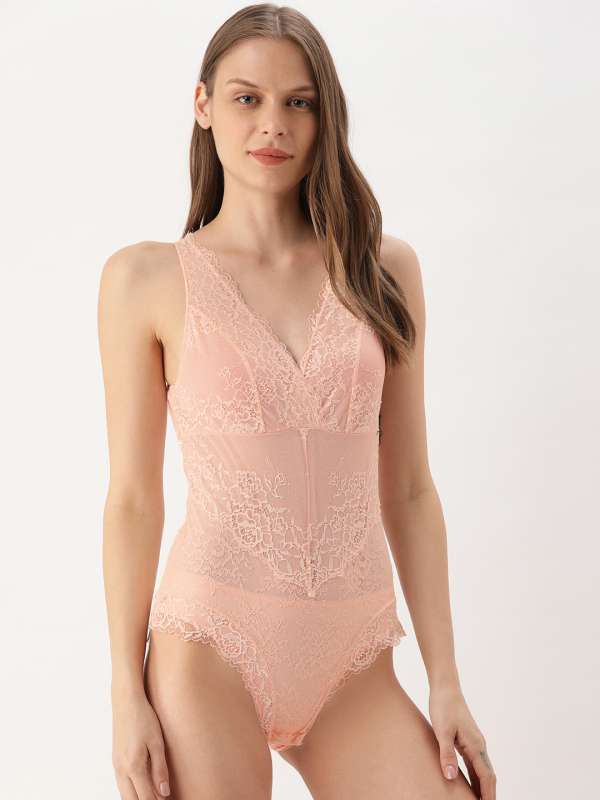 Pink Women Bodysuit - Buy Pink Women Bodysuit online in India