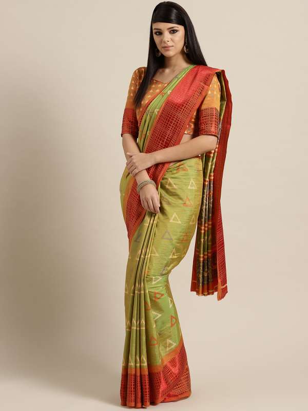 Green Saree Buy Trendy Green Saree Online in India Myntra