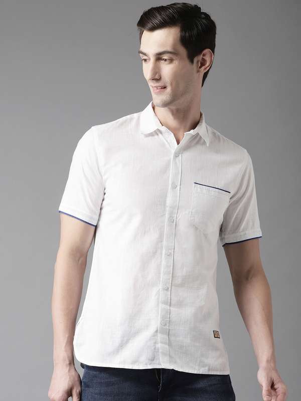 White Orange Men Casual Shirts Dennison 